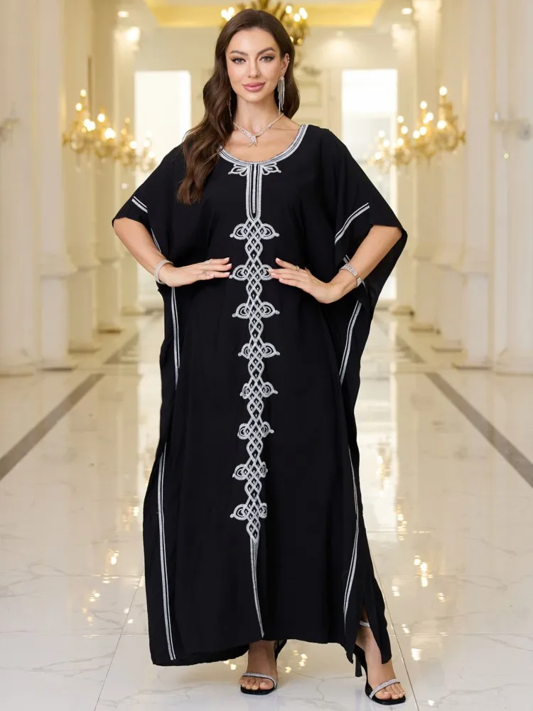 Платье макси с принтом 2025 года туника рукавами летучая мышь весна-лето пляжное