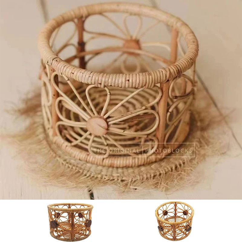 Newborn Photography Props Bamboo Baby Rattan Bed Chair Baby Sleeping Basket Round Basket Photo Studio Photography Accessories