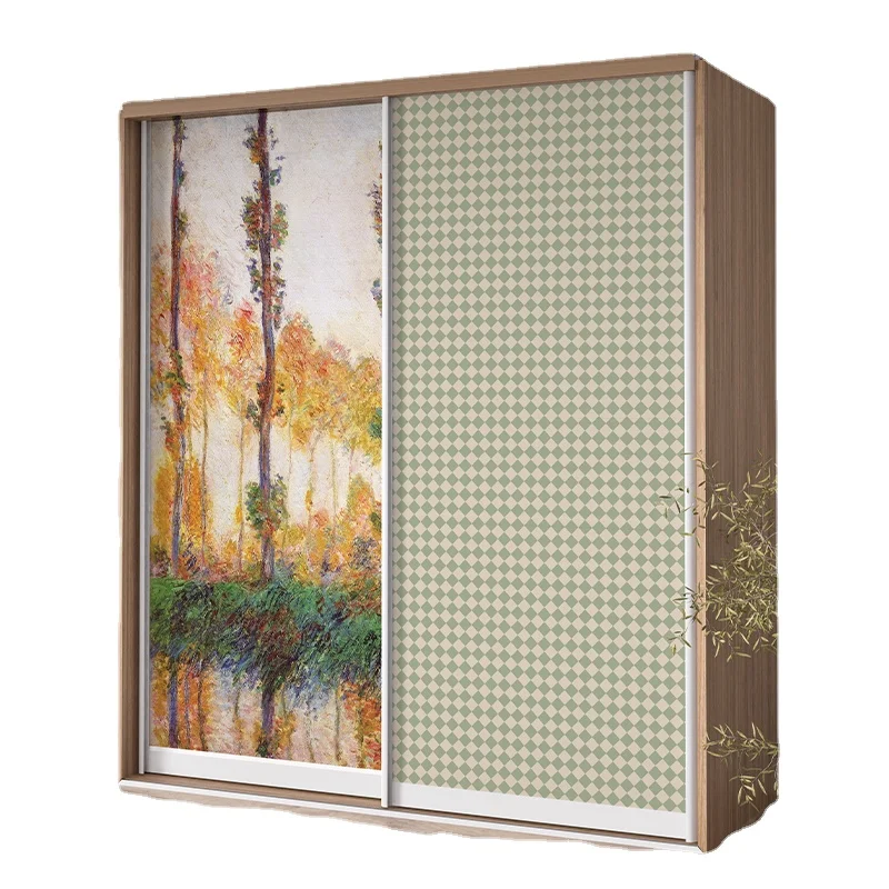 Canvas Wardrobe Refurbished Stickers Household Cabinet Door Concealer Ugly Light Luxury Sliding Door