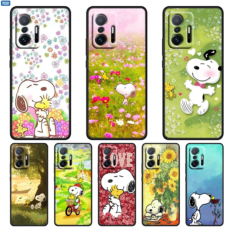 

Snoopy Dog Cartoon Cute For Xiaomi 12 12X 11 11T 10T Mi 9T Ultra Pro Lite 5G TPU Soft Silicone Black Phone Case Funda Coque Capa