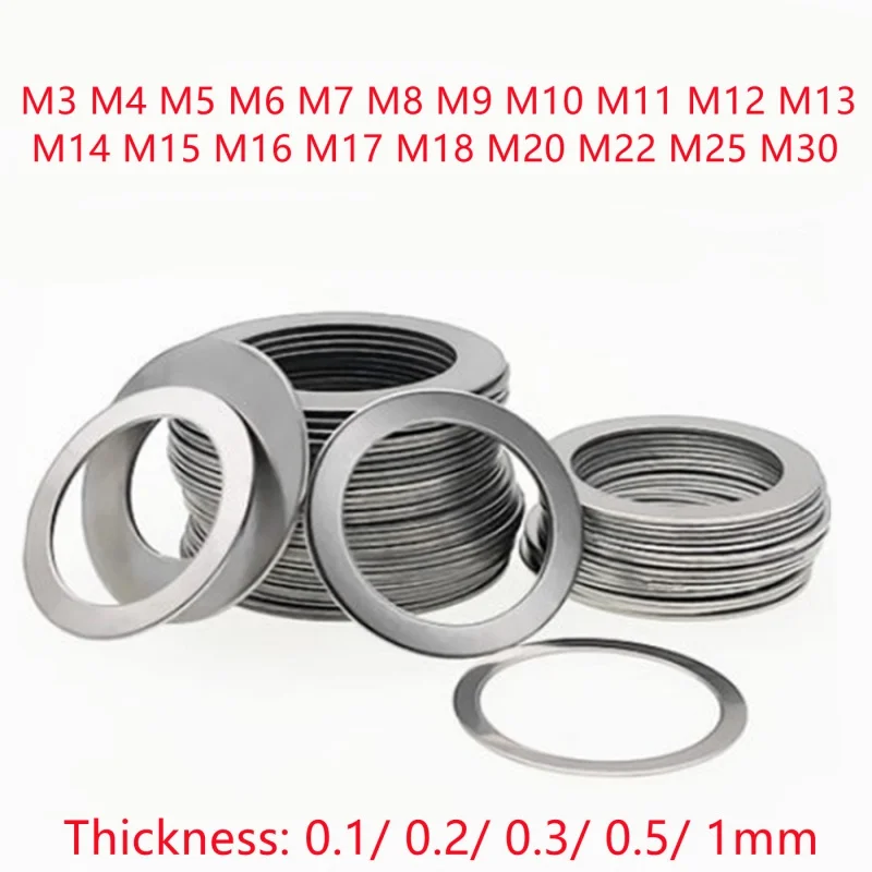 

10-100 шт. DIN988 0,1 мм 0,2 мм 0,3 мм 0,5 мм 1 мм тонкая шайба M3 M4 M5 M6 M7 M8 M9 M10 до M30 сверхтонкая прокладка из нержавеющей стали