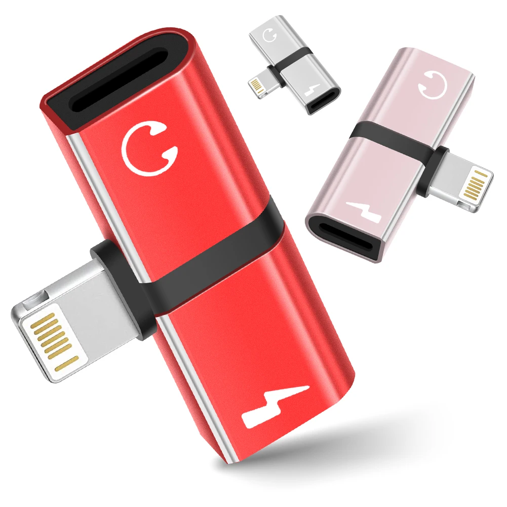 Аудиоадаптер 2 в 1 для iPhone 13 12 8 Plus с подсветкой и разъемом 3 5 мм двойной разъем Lightning