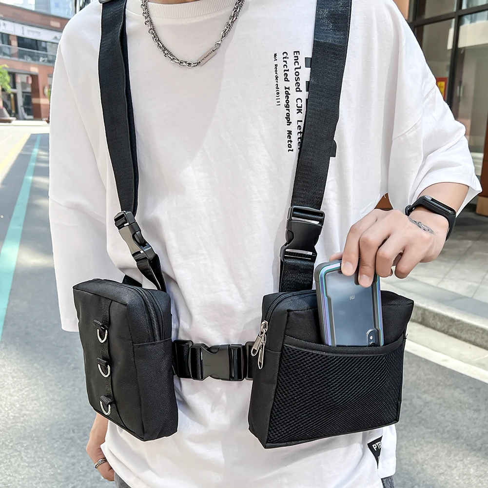

Функциональная тактическая нагрудная сумка для мужчин, модная пуля, жилет в стиле хип-хоп, уличная сумка, поясная сумка, унисекс, черная нагрудная сумка на открытом воздухе