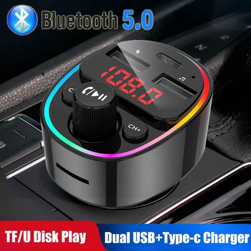 

Автомобильный FM-передатчик Bluetooth 5,0, mp3-плеер PD, зарядное устройство с двумя USB-портами, Поддержка U-диска, TF-карты, без потерь, музыкальный комп...