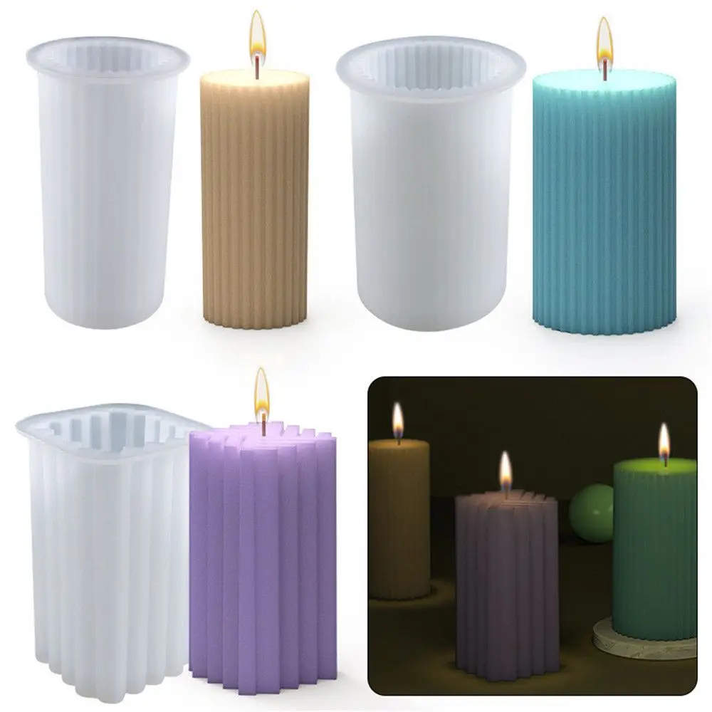 

DIY Candle Stand Silicone Mould Striped Cylinder Cube Resin Epoxy Mould Casting Jewelry Making Tools Ornament Desktop Decoration