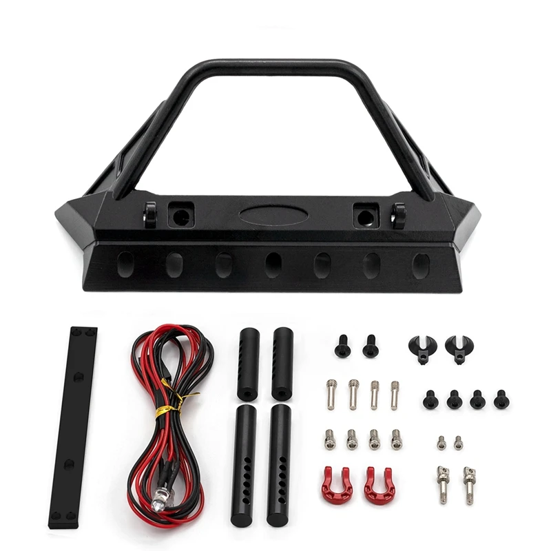 Металлический черный бампер с подсветкой для 1/10 RC Crawler Axial SCX10 90046 III AXI03003 AXI03007