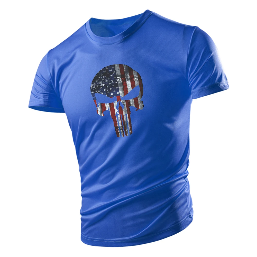 

Skull 2D printed T-shirt men's summer quick-drying sports fitness street style Harajuku short-sleeved multi-color oversized