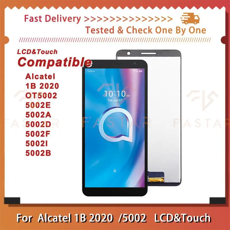 5002 5 &quotпротестированный для Alcatel 1B 2020 5002D ЖК-дисплей с сенсорным преобразователем