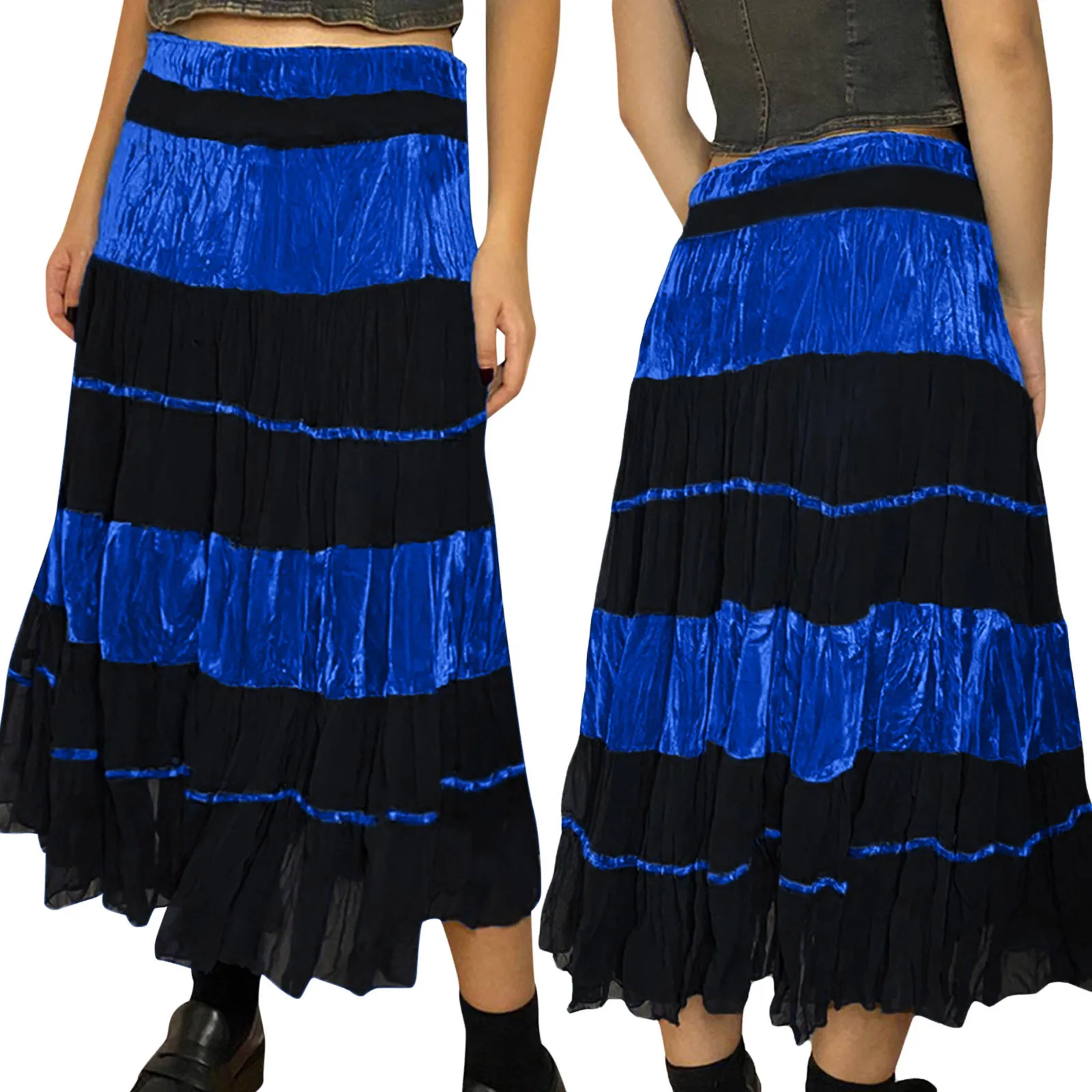 

Waist Skirt 2022 Skirt Women Boho Midi Gypsy Elastic Vintage Girl High A-Line Fairycore Printed Skirt