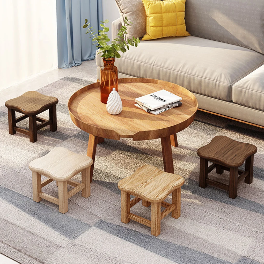 

Solid Wood Low Stools Bench Sofa Change Shoes Modern Style Home Decoration Baby Seat for Dorm Entrance Log color
