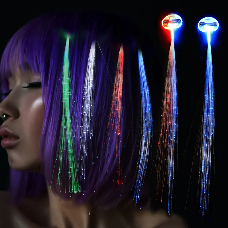 

Cyberpunk LED Optical Fiber Luminous Hairpins Shine Braid Modeling Halloween Props Headband Bar KTV Decorative Hairpin Hair Tie