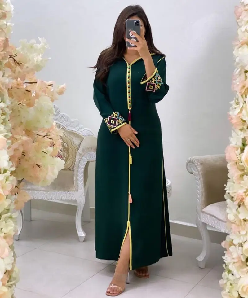 PLEINDI Bohemian Evening Dresses V-Neck Straight Long Sleeves Ankle-Length Chiffon 2022 New of Pearls Boho Prom Dress Women