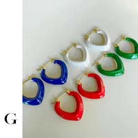 ghidbk colorful enamel brass metal hoop earrings for women trendy multicolor lady earrings hoops jewellery boucle oreille femme