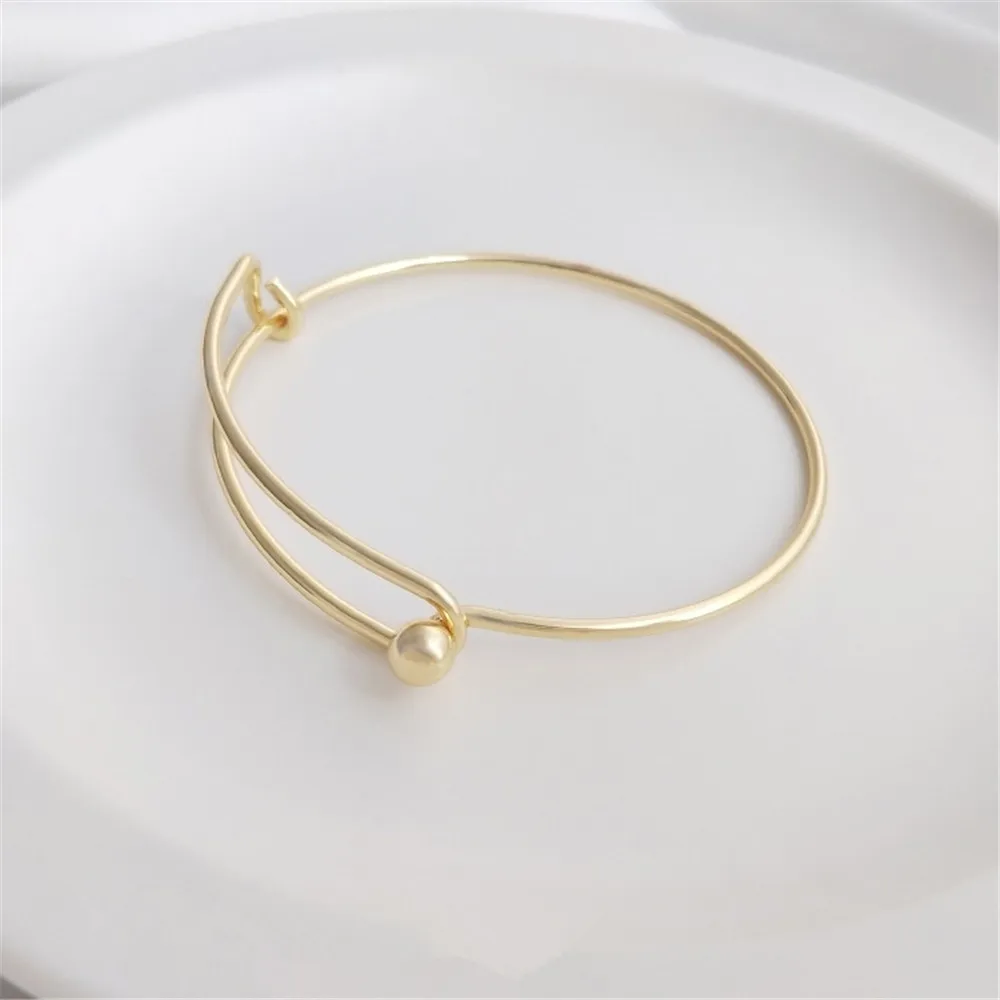 Незамкнутый браслет из настоящего золота 14K самодельные аксессуары ручной