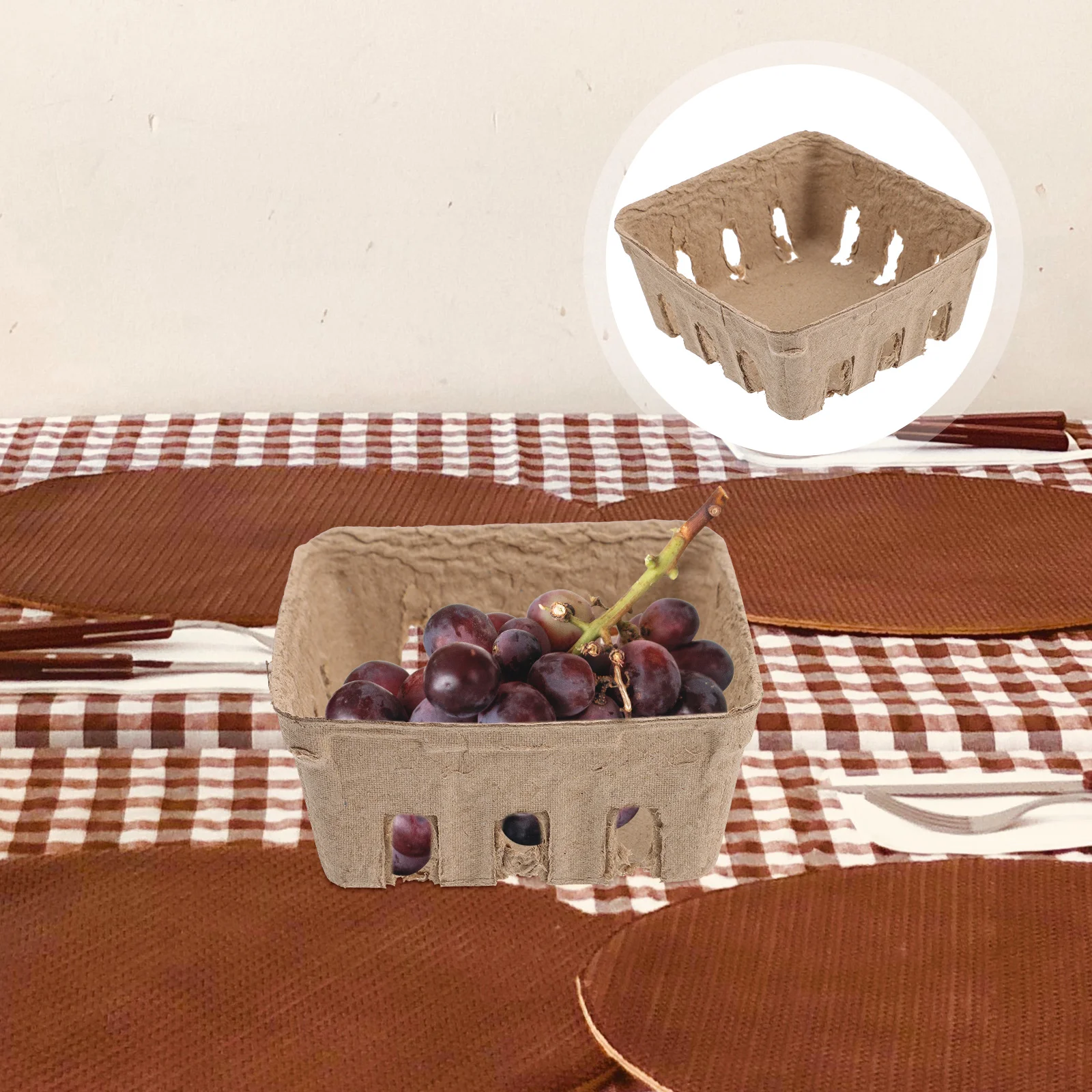 

50 Pcs Berry Containers Fridge Fruit Basket Produce Decor Storage Supplies Vegetable Tray Paper Pulp Convenient Strawberry
