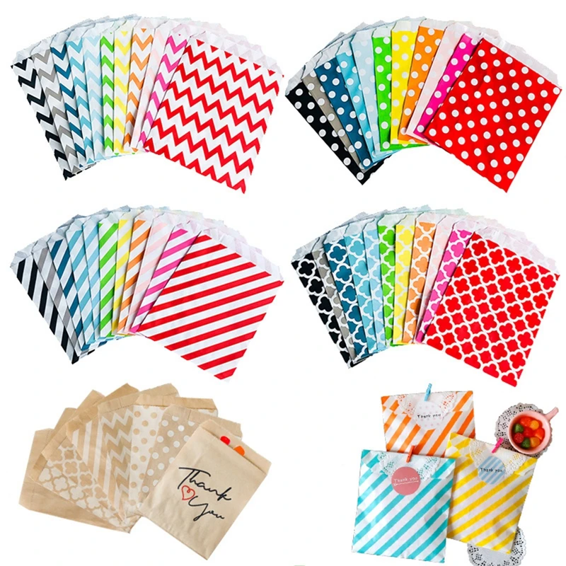 

20PCS Kraft Paper Candy Bags Gift Packing Pouch Birthday Party Decoration Dessert Biscuit Candy Bar Bag Snack Cookie Bag