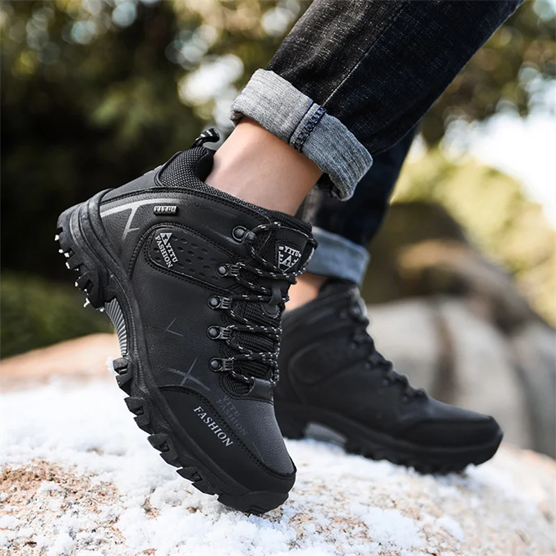 Mens Winter Snow Boots Waterproof Super Warm Sneakers Outdoor Male Hiking Boots Work Shoes Size 39-47