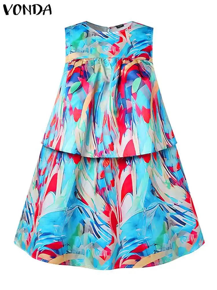Женское летнее Мини-Платье с рисунком размера плюс 5XL VONDA богемный короткий