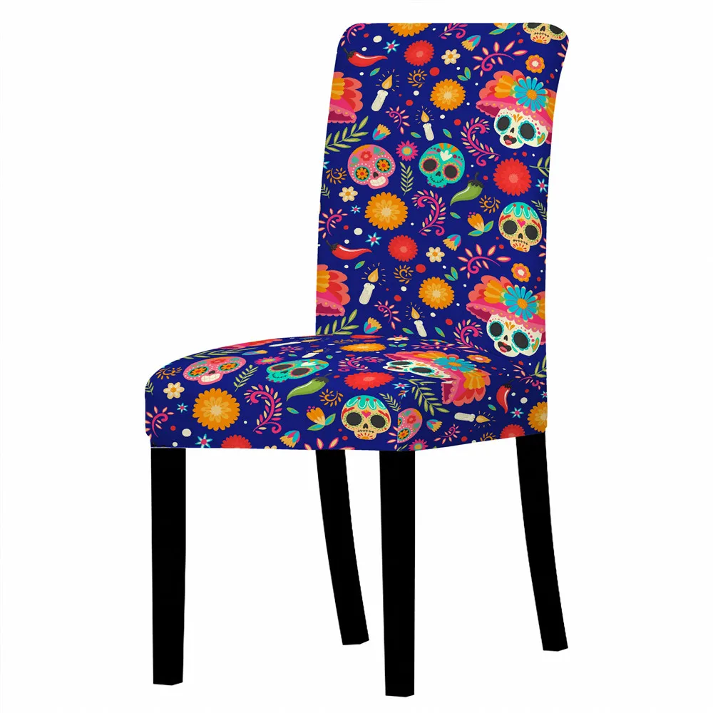 

Colorful Skull Print Home Decor Chair Cover Removable Anti-dirty Dustproof Stretch Chair Cover Chairs for Bedroom Dining Chairs
