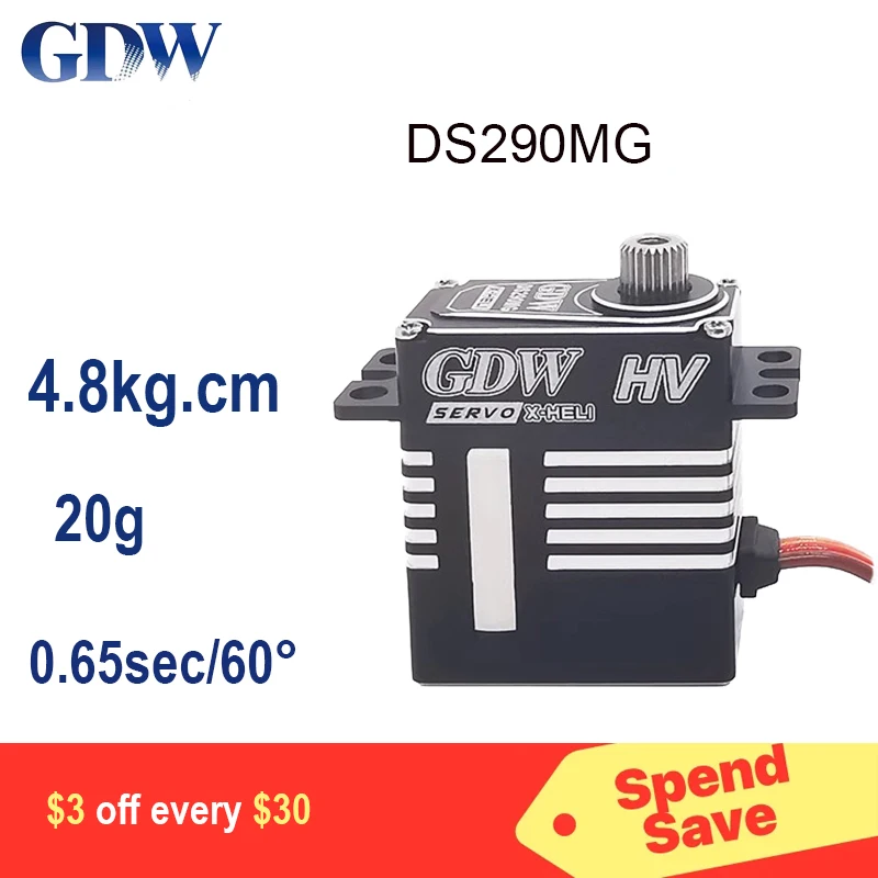 

GDW DS290MG 20G 408KG Digital Coreless Swashplate Servo For Steam AK400 GOOSKY RS4 VENOM ALZRC X360 SAB 380/420 RC Helicopter