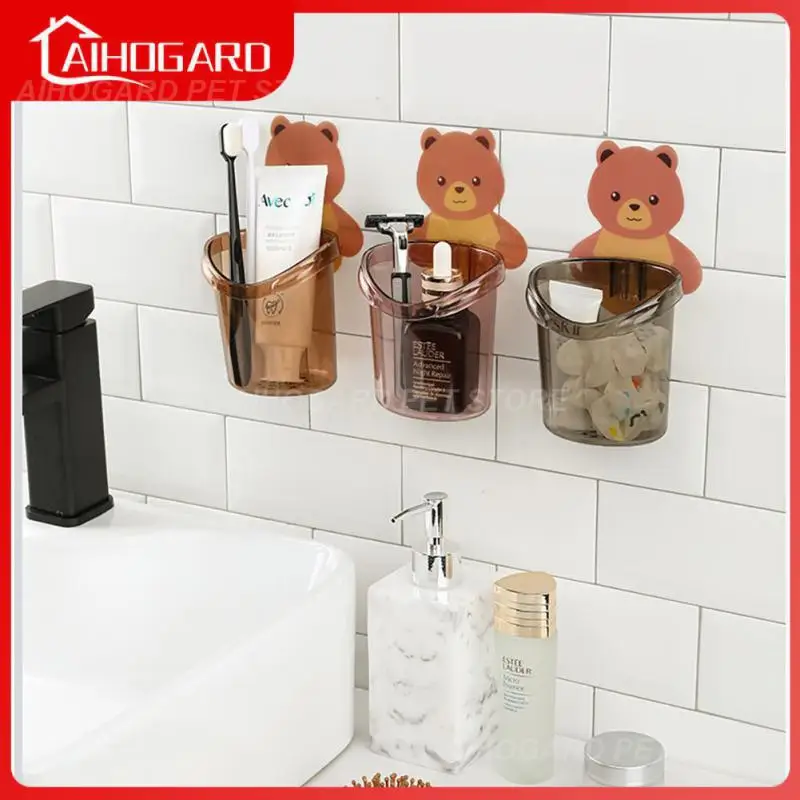 

Toothbrush Rack Bathroom Free Punch Mouthwash Cup Brushing Cup Wall-mounted Cartoon Storage Box Toothpaste Cylinder Shelf Rack