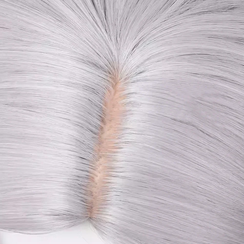 Короткий прямой синтетический серебристо-белый парик пушистый мужской