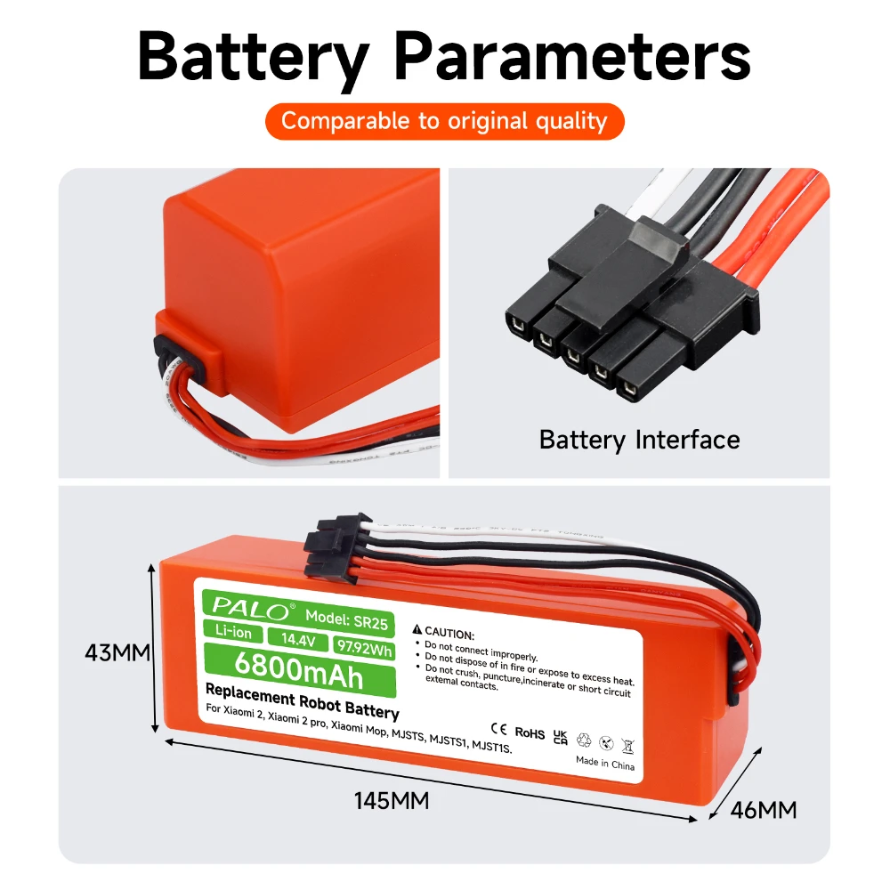 Сменный аккумулятор PALO 14 4 В для Xiaomi 2 pro Mop MJST1SHW MJSTS1 MJSTS MJST1S