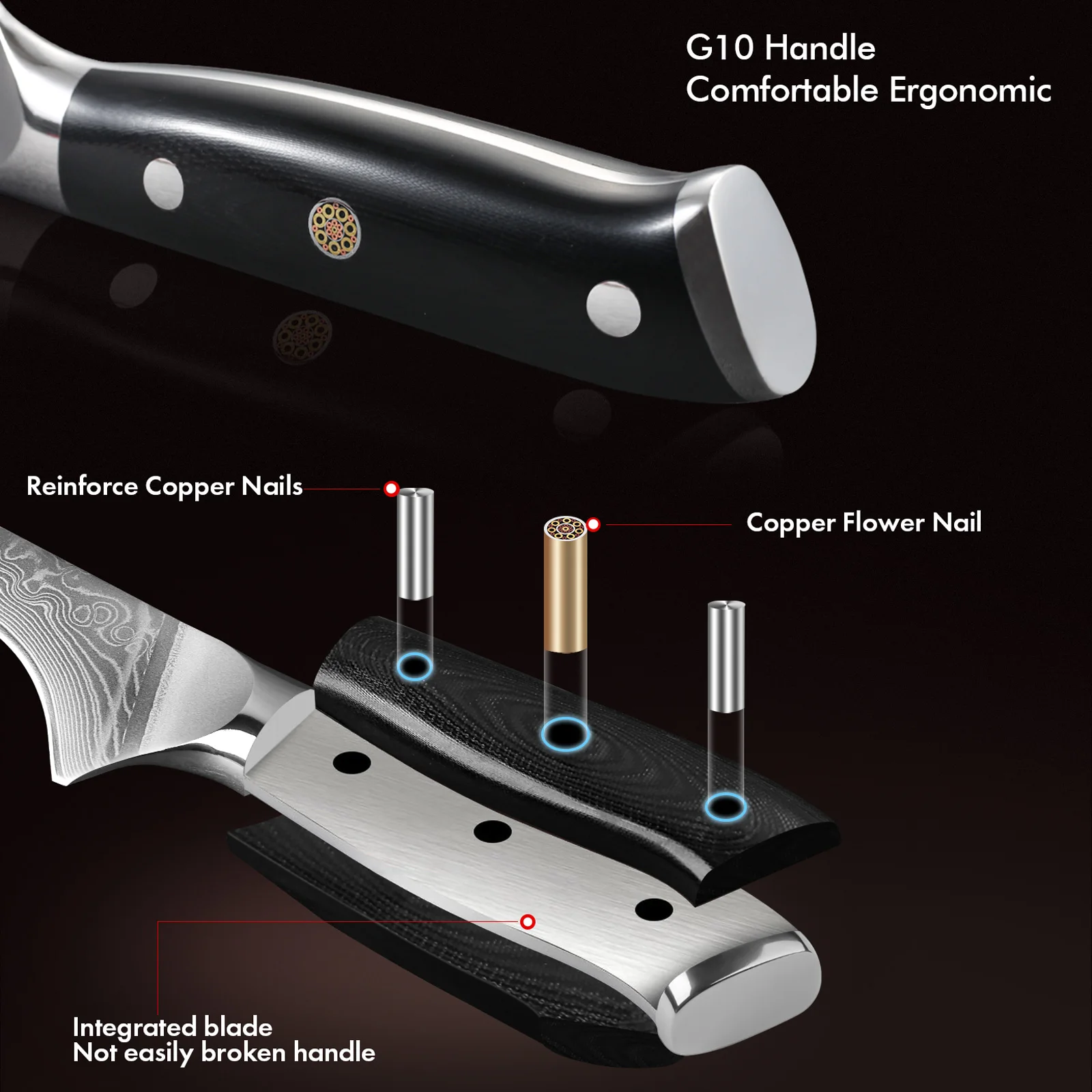 F.YOUNG 2 8-дюймовый нож для косточек 67 слоев кухонные ножи из дамасской стали мясник