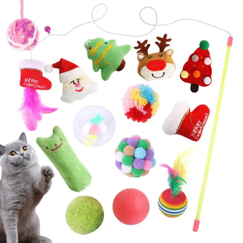 

Игрушка-веревка для кошек, Рождественский семейный набор, игрушки для котят, интерактивные игрушки для домашних кошек с колокольчиком, игрушки для обогащения, товары