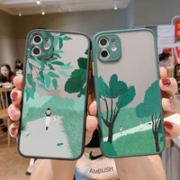 fashion cute scenery plant phone case for iphone xr x xs max 7 8 plus se 2020 11 12 13 pro max mini hard back shockproof cover