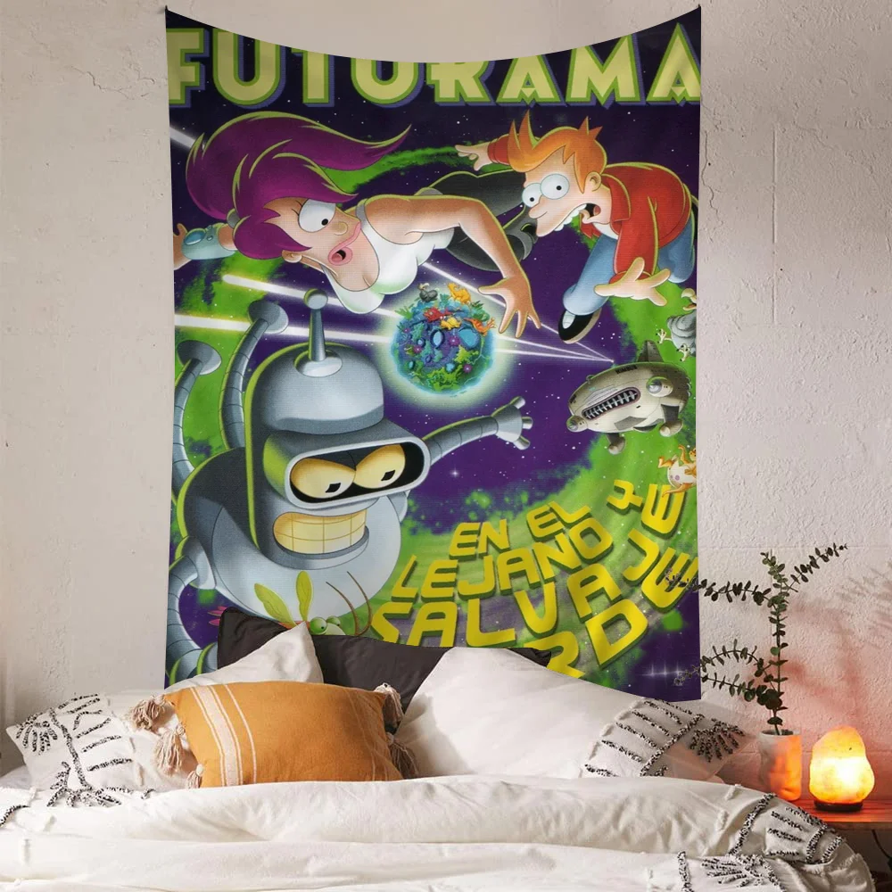 Cartoon Funny F-Futurama Printed Large Wall Tapestry Hanging Tarot Hippie Rugs Dorm Home Decor