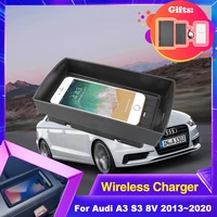 car wireless charging pad for audi a3 s3 8v 20132020 armrest storage box phone holder fast charger plate accessories 2014 2015