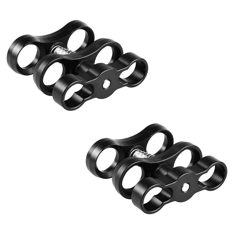 

2 Pcs For Gopro Series Diving 2 Hole Butterfly Clip Standard Long Ball Clip Bracket Diving Camera Arm Double Ball Clip