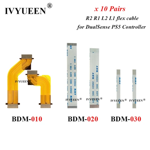 IVYUEEN, 10 пар для контроллера PlayStation 5 PS5 L2 L1 R2 R1, ленточный гибкий кабель для подключения двигателя BDM 030 020 010 для DualSense