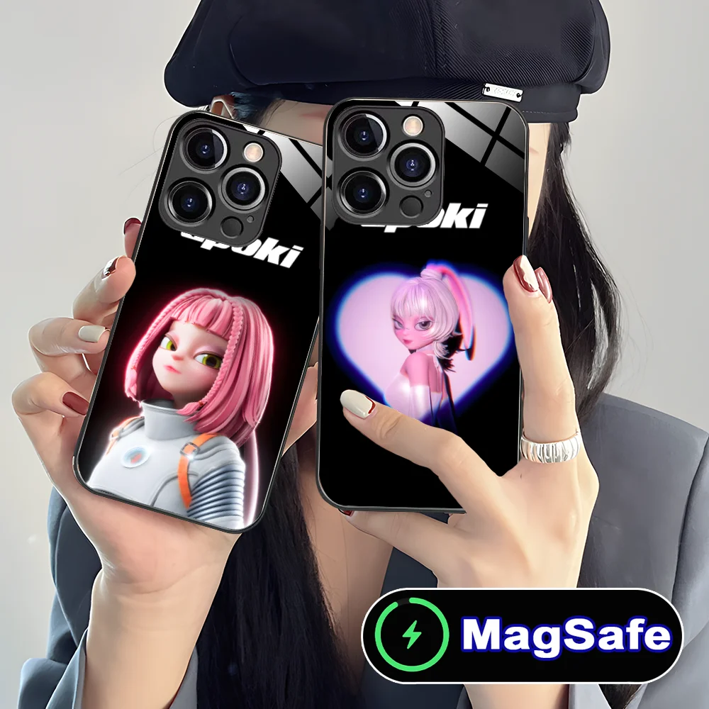 Чехол для мобильного телефона KPOP Apoki iPhone 16 15 14 13 12 11 Pro Max Plus Mini MagSafe беспроводная