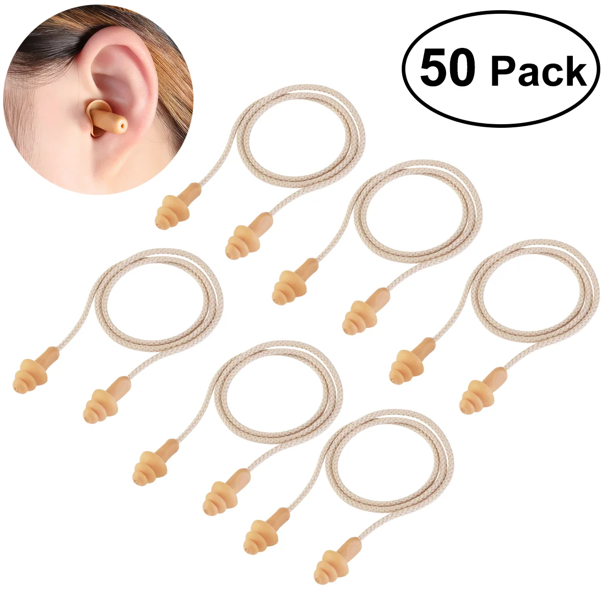 

WINOMO 50pcs Christmas Tree Shaped Silicone Ear Plugs Swimming Anti-Noise Corded Earplug for Sleeping Hearing Protection