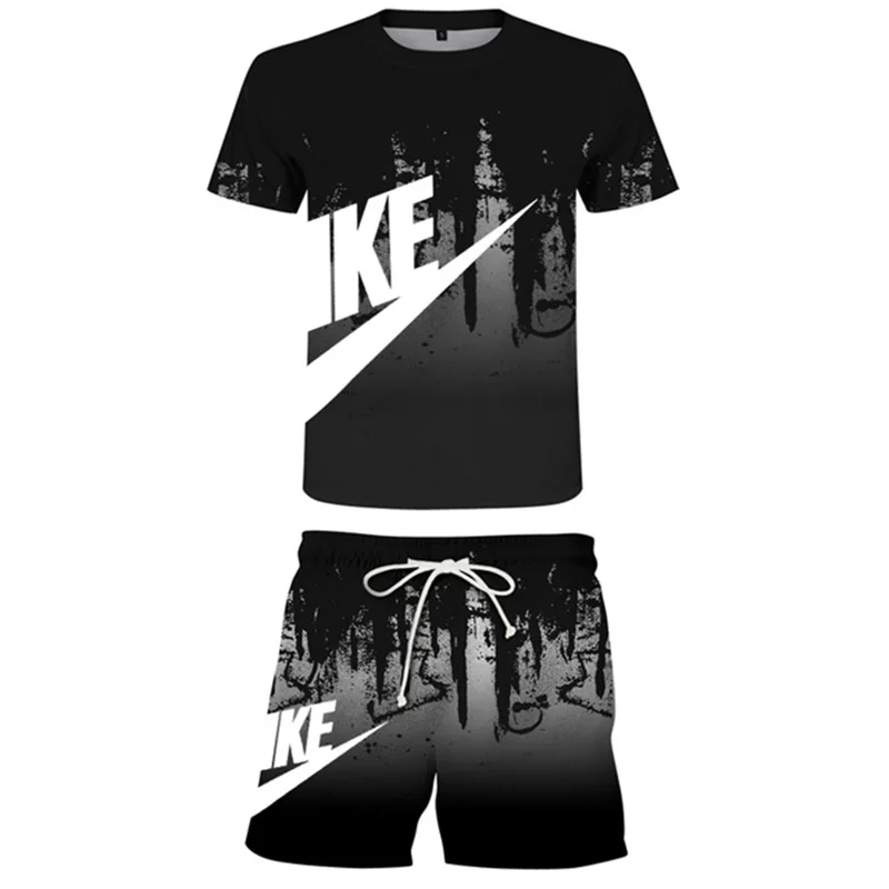 

New Summer Streetwear Men Set Tracksuit For Man Oversized Clothes 3d Printed T Shirt Shorts Sportswear Mens Tshirts 2-Piece Suit