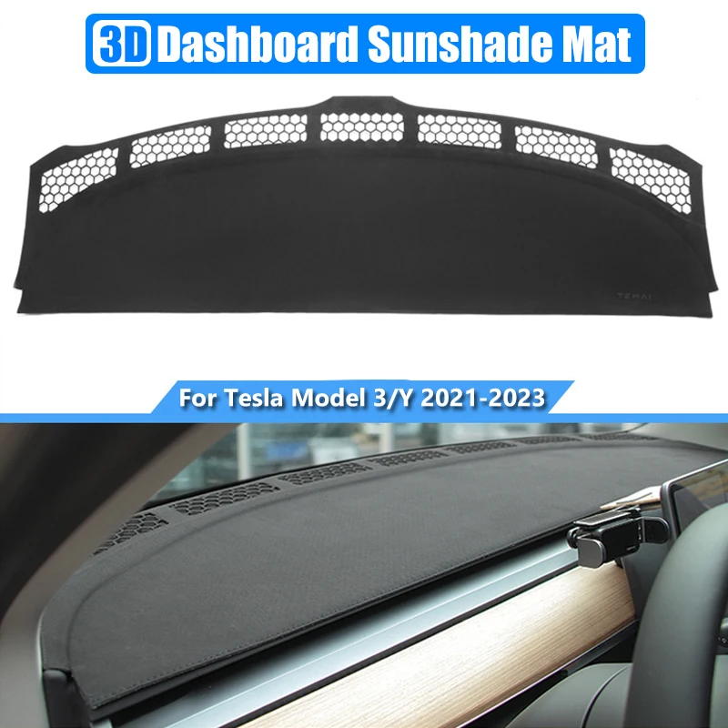 

1 шт., нескользящий черный 3D-коврик для приборной панели Tesla Model 3/Y 2021-2023