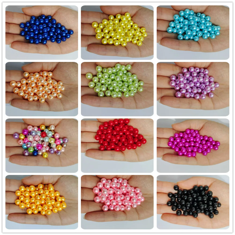 

3mm-12mm 25pcs-1000pc 16 Color straight holes round imitation plastic pearl beads DIY for Jewelry Making Accessories needlework