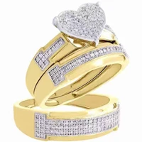milangirl classic gold silver swan heart ring set fashion wave engagement ring princess promise wedding rings for women