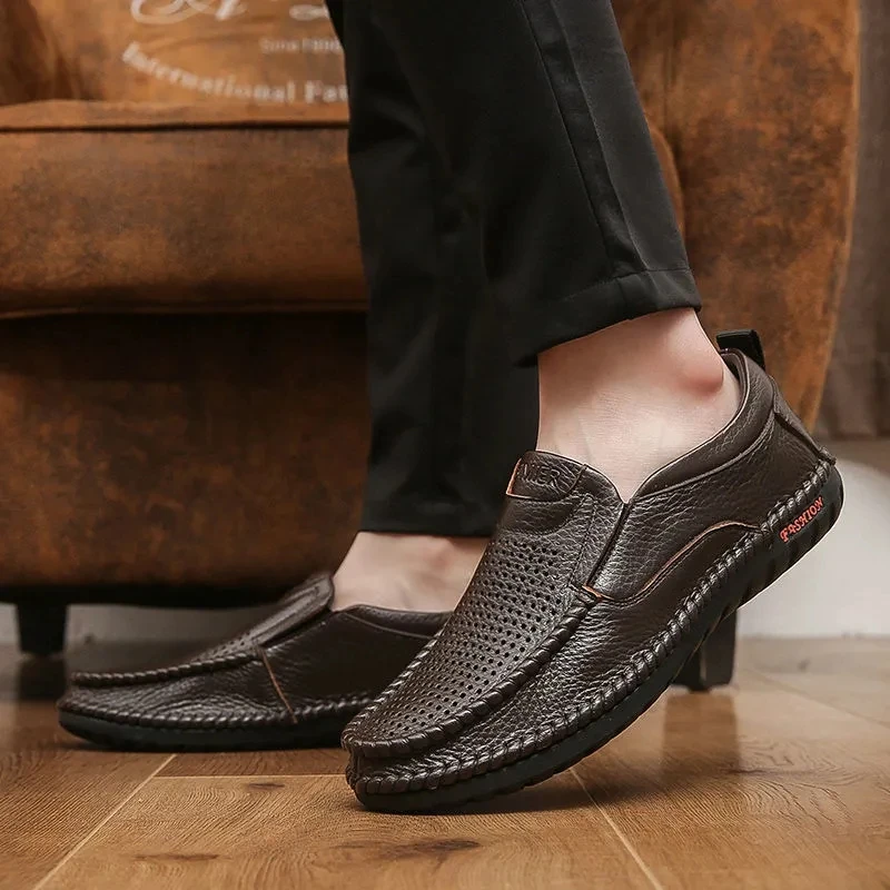 

Feerldi Formal social shoe male men dress shoes for 2022 new breathable men's luxury brand shoes dad genuine leather loafers