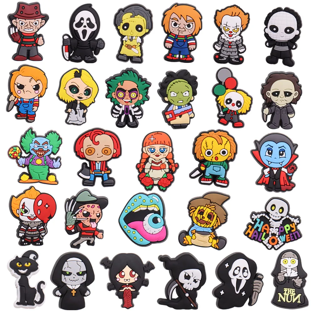 

1pcs Happy Halloween Monaters Shoes Accessories Boys Girls Garden Shoe Buckle Decorations Fit Sandals Croc Jibz Charm
