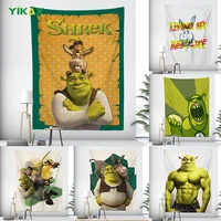 funny shrek tapestry with lights wall hanging hippie boho room large fabric wall tapestries kawaii room decor bedroom decoration