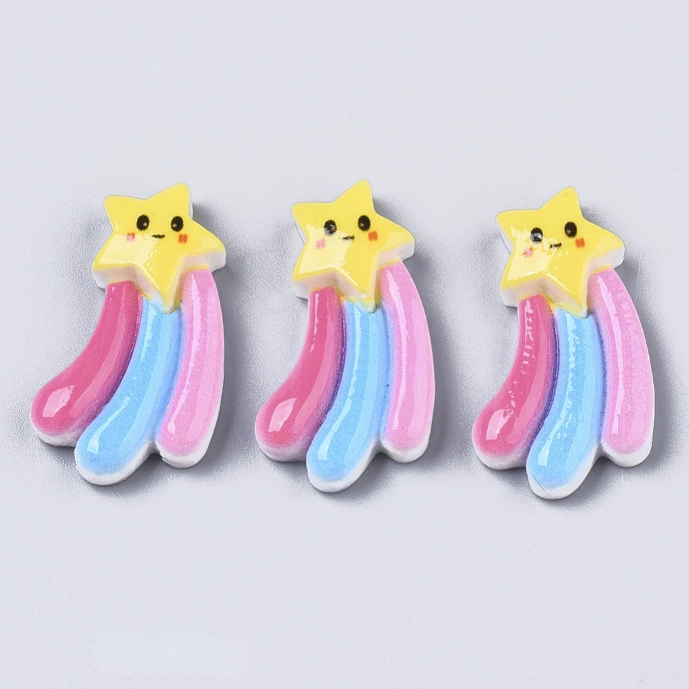 

20PC Resin Cabochons Shooting Star Colorful 30x18x6~7mm