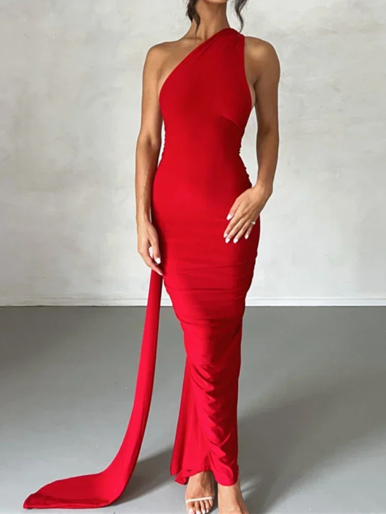 Женское длинное облегающее платье-макси без рукавов с открытой спиной и