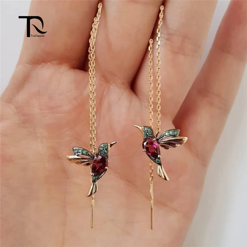 Лидер продаж модные длинные висячие серьги с колибри для женщин элегантные