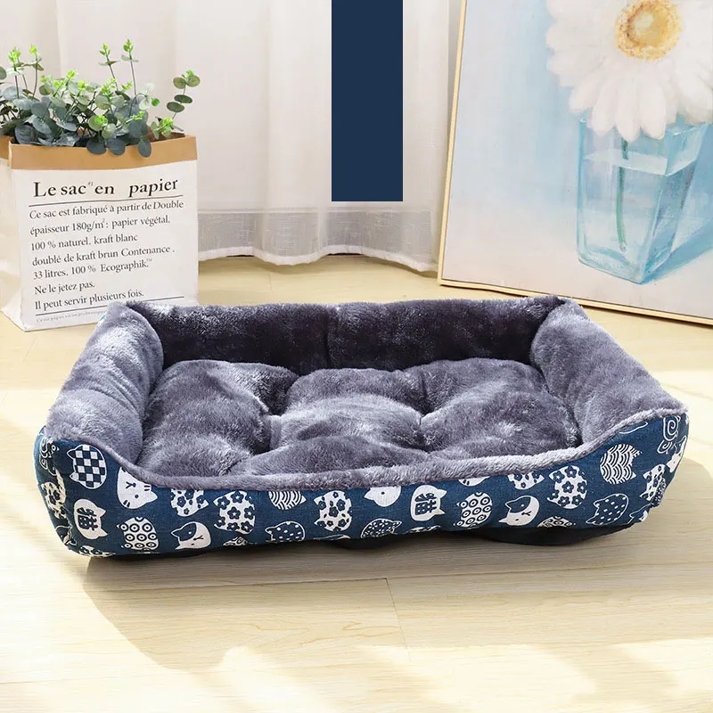 

Pet Bed Dog Cat Square Plush Kennel Cattery Sofa Basket Ultra Soft Washable House Supplies Puppy Kitten Accessories