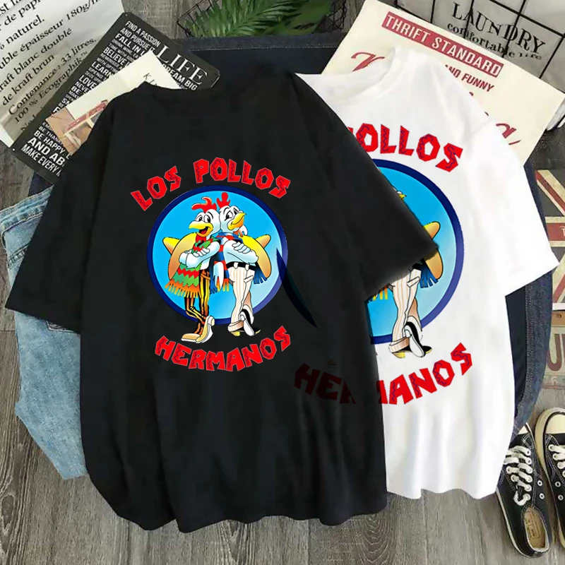 Рубашка Breaking Bad 2022 Los Pollos Hermanos Мужская футболка милые Мультяшные летние топы в