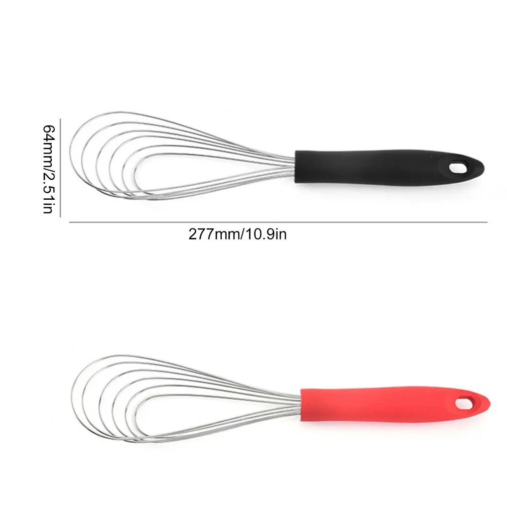 11" Flat Silicone Whisk Wires Silicone Whisk Stainless Steel For Mixing Whisk Shaking And Cooking Zero Waste Design Whisk images - 6