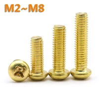 gb818 m2 m2 5 m3 m4 m5 m6 m8 copper phillips machine screws brass round pan head screws din7985 metric thread cross recess bolt